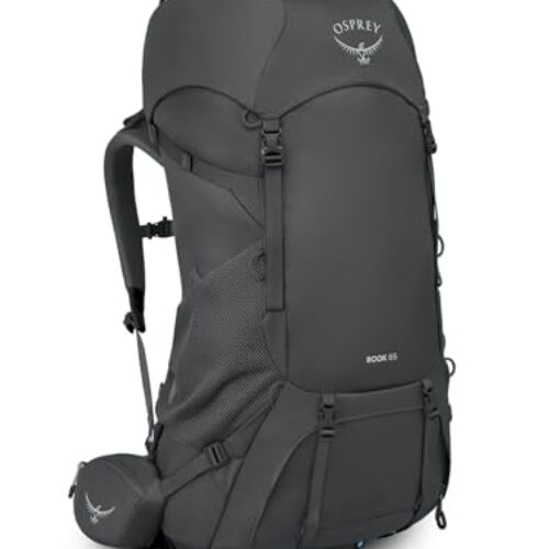 Osprey Rook 65L Men’s Backpacking Backpack, Dark Charcoal/Silver Lining