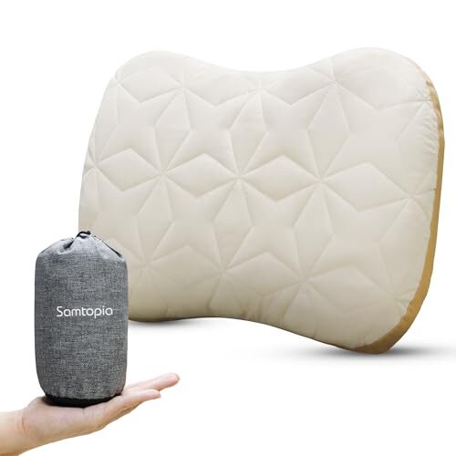 Inflatable Camping Travel Pillow, Lightweight Backpacking & Hiking Pillow with Removable Cover, Regular Size (17.72″x12.99″x4.72″)