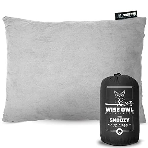 Wise Owl Outfitters Camping Pillow – Camping Essentials and Travel Pillow for Airplanes, Camping, and Travel – Memory Foam Washable Pillow – Small/Medium