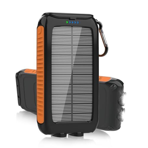 Solar Charger Power Bank 49800mAh – Portable Fast Charging Power Bank with Type-C & Dual USB Ports, Compatible with iPhone, Samsung & More, Waterproof Solar Panel for Camping, Hiking, and Outdoor Use