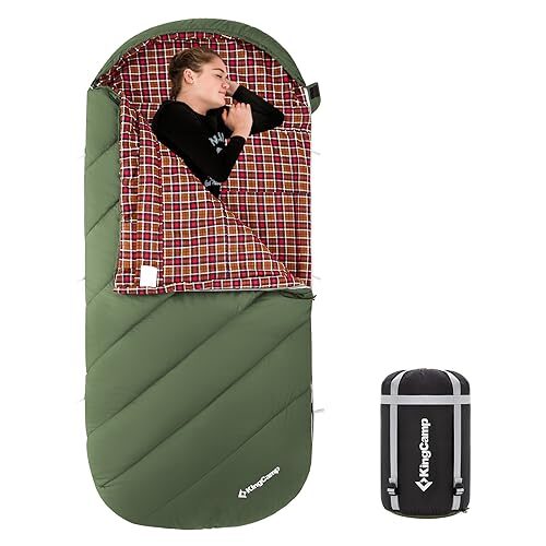 KingCamp Sleeping Bag for Adults, Extra Wide Flannel Sleeping Bag for Camping Backpacking, Warm & Cold Weather, Big and Tall, Lightweight, XL Size