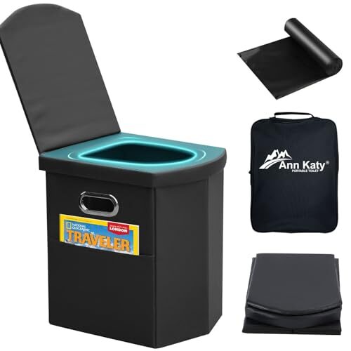 Upgrade XL Portable Toilet for Adults, Extra Large Portable Travel Floding Toilet, Camping Tall Toilets with Lid for Adults and Kids Compact Potty for Car,Hiking,Beach and Camping