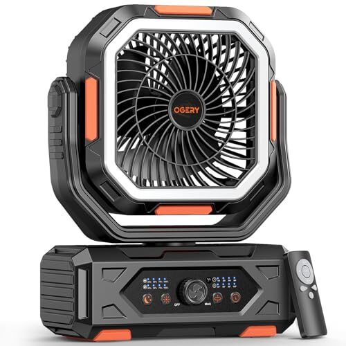 2025 Upgraded Camping Fan, Portable Rechargeable Fan with 20000mAh Battery Powered, Stronger Wind, Stepless Speed Regulation, Fast Charging for Tent, Travel, Car, Outdoor Camping Essentials