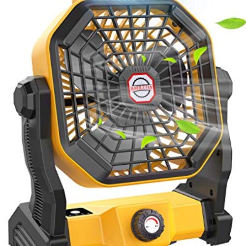 Camping Fan with LED Lantern, 10400 mAh 9 Inch Portable Rechargeable Battery Powered Fan with Stepless Speed and Quiet Battery Operated for Picnic, Barbecue, Fishing, Travel, Home, Tent